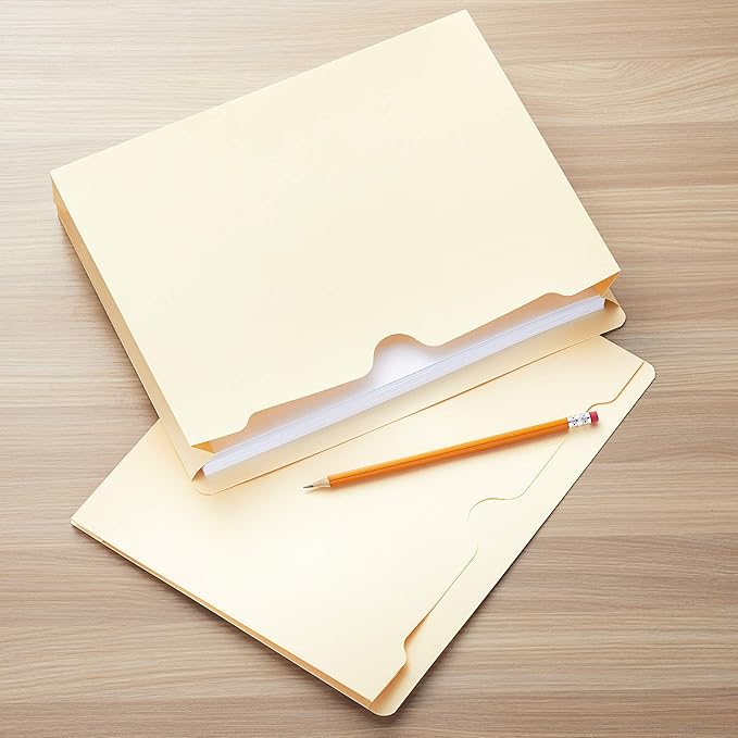 Amazon Basics File Folders Jacket, Reinforced Straight-Cut Tab, 2 Inch Expansion, 50-Pack, Letter Size, Manila