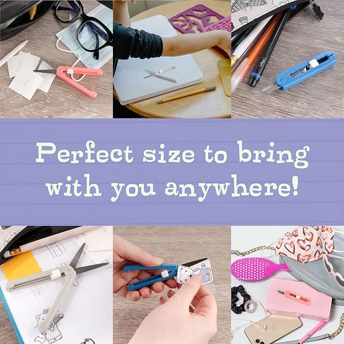 JubileeYarn Push Open Folding Safety Scissors - Pink - 2 Pairs