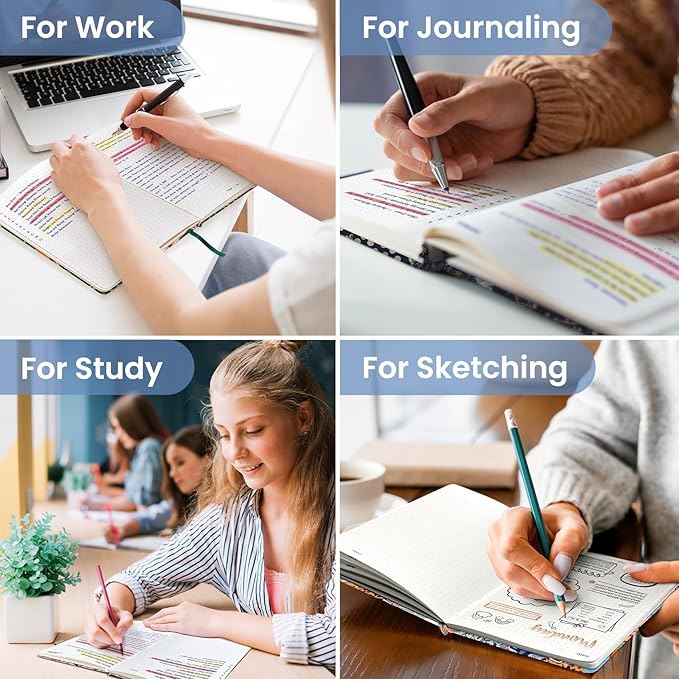 Bullet Dotted Journal Notebook for Women & Men, Hardcover Leather Journal for Writing, A5 Bullet Journaling Notebook for Work & Sketching, Perfect for Office School Home Supplies, 160 Pages, Lineage Flora