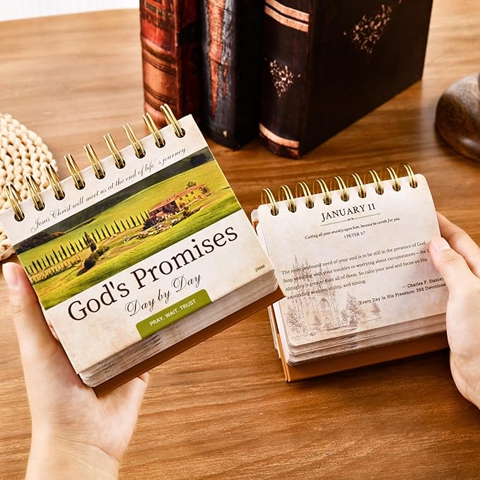 Motivational Calendar - Daily Bible Quote Calendar, 5.3" x 4.85", Undated Flip Calendar for Desk, Bible Verse Calendar, Perpetual Desk Calendar, Christian Desk Decor with Retro Thick Paper, Hardbound