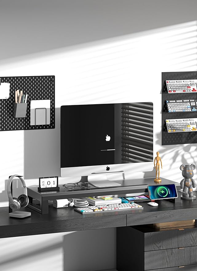 Computer monitor stand Laptop Desk Shelf & Monitor Riser ，27.55 inches,22W charging , 2 USB 3.0 , and 1 USB 2.0， Monitors/PC/Laptop/Computer Space Saver Organizer ，Heavy Duty Gift Gaming Studio Office (USB Hub Fast Charging Version, 700mm)