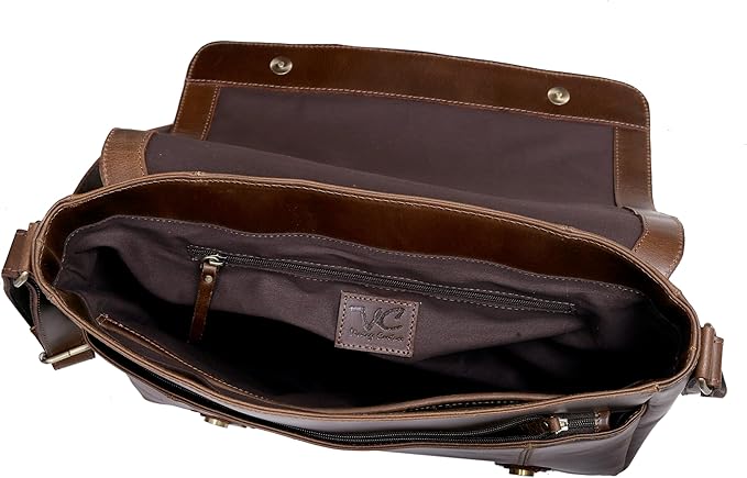 VC VINTAGE COUTURE Leather Messenger Bag for Men and Women - Laptop Briefcase Bag For College - Best Office Satchel Bag