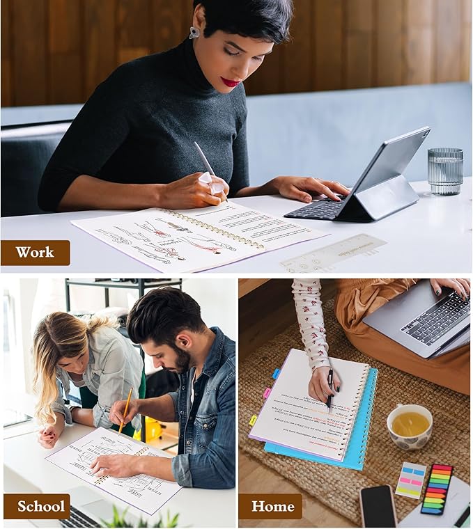 Dotted Notebook, Spiral Notebook Journal 8.5” x 11”, A4 Large Dot Grid Notebooks for Women Men, 100 GSM Dotted Paper, Plastic Hardcover Spiral Bullet Dotted Journals for Work School Sketching, Purple