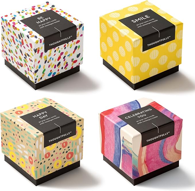 Compendium ThoughtFulls Pop-Open Cards — 4-Pack of Celebrating You, Be Happy, Happy Day, Smile — 120 Pop-Open Cards, Each with a Different Message Inside