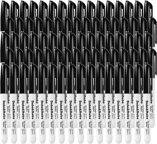 Dabo&Shobo Low Odor Dry Erase Markers, Fine Tip, Bulk Pack of 80, Black Whiteboard Markers, Suitable for School, Office, or Home