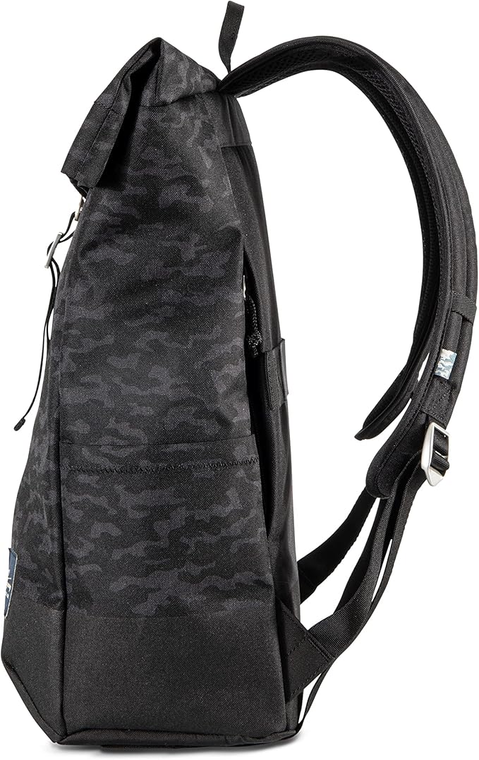 Skyway Luggage Rainier Rolltop Commuter Casual Daypack for Work or Hiking, Eco-Friendly, Made of 100% rPET Travel Laptop Bag for Women & Men, 20L, Kohala Black