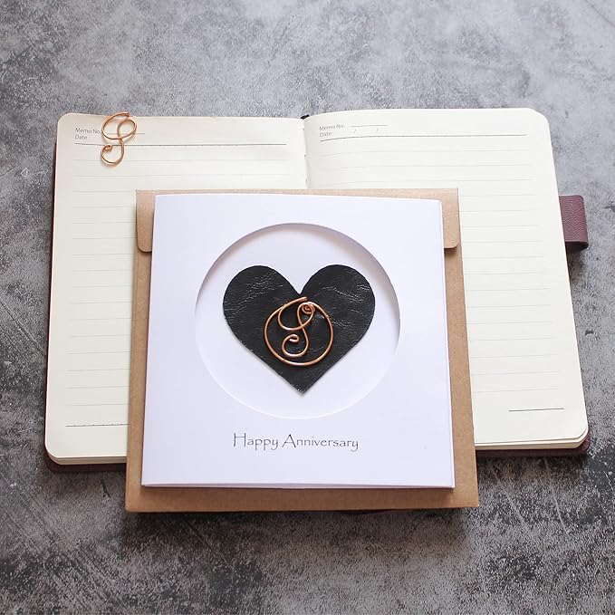 Personalized Initial Copper Card, Copper Initial, Anniversary Card for Her, Couple, Gift for Her (S)