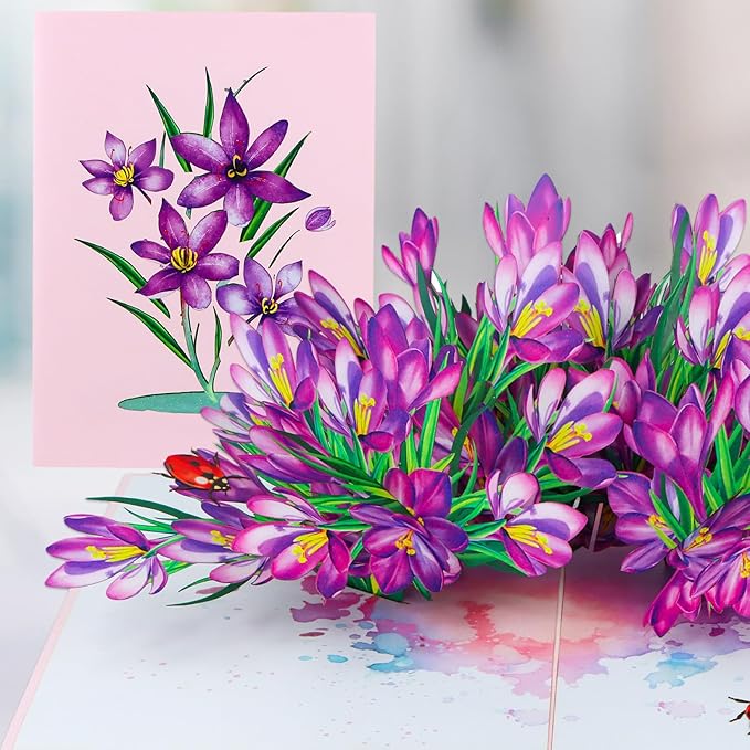 Pop Up Flower Greeting Card - Mothers Day Cards for Mom, Wive and Grandmother - Pop Up Card for Birthday, Thank Yous, Get Well or Any Occasion