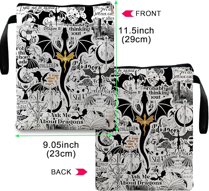 Romantasy Dark Academia Dragons Book Sleeve, Fantasy Novel Reader Gift, Bookish Gifts, Book Inspired Gift, Paperback Book Protector Book Cover Dragons Lovers Book Gifts (Dragons Book-Beige2)