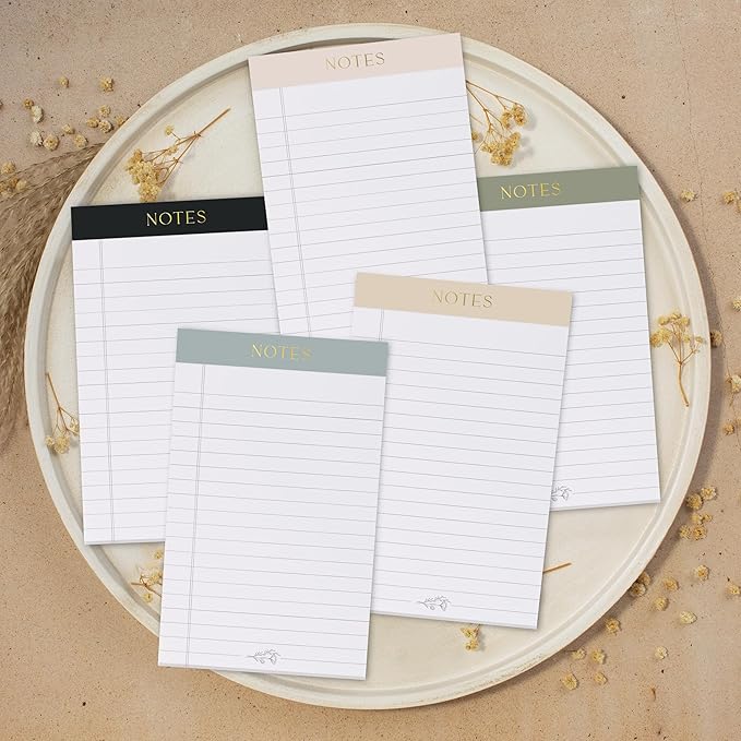 ZICOTO Aesthetic Note Pads Set Of 5 - Quality 5x8 inch Lined Legal Pads For Women Or Men - The Perfect Writing Notepads and Office Desk Supplies to Easily Organize Your To-Do Lists