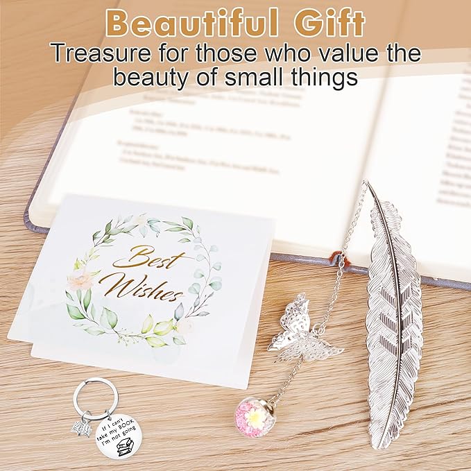 Bookish Book Lovers Gifts Readers - 7pcs Reading Accessories w/Bookmark, Cozy Socks, Cute Tote Bag, Coffee Mug, Hanging Decor and Cards, Booklovers Gift Idea for Women Bookworm Teacher Librarian