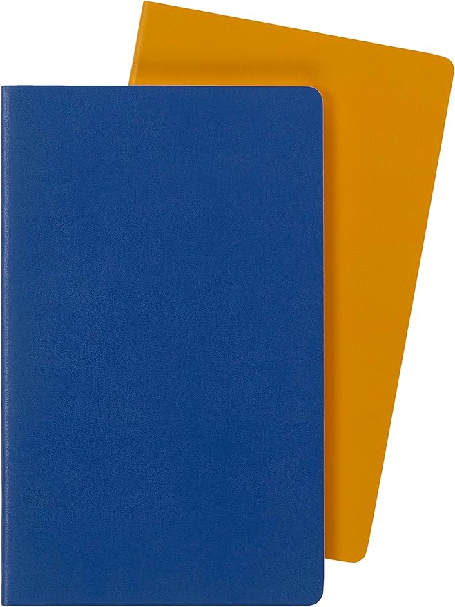 Moleskine Volant Journal, Soft Cover, Large (5" x 8.25") Ruled/Lined, Forget-Me-Not Blue/Amber Yellow, 96 Pages (Set of 2)