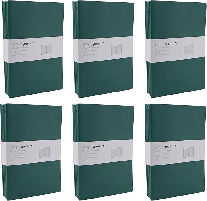 Simply Genius A5 Notebooks for Work, Travel, Business, School & More - College Ruled Notebook - Softcover Journals for Women & Men - Lined Note Books with 92 pages, 5.5" x 8.3" (Green, 30 pack)