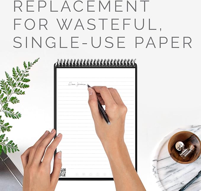 Rocketbook Smart Reusable Notebook, Flip Executive Size Spiral Notebook, Gray, (6" x 8.8"")