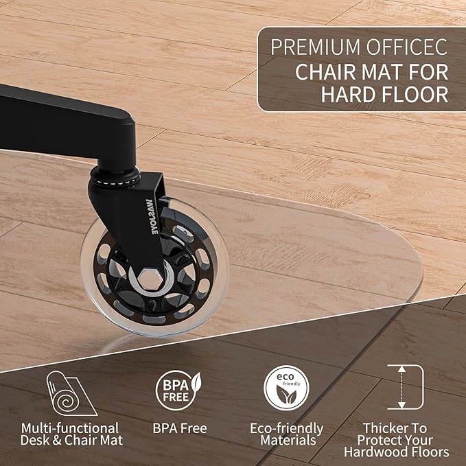 WASJOYE Office Chair Mat for Hard Floor, 30 x 48in Transparent Chair Mat