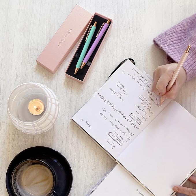 MESMOS 3pc Fancy Pen Set, Cute Pens for Women, Nice Pens for Journaling, Fun Pens Women, Aesthetic Pens, Journaling Pens, Journal Pens, Luxury Pen, Office Pens, Pastel Pens, Pretty Pens