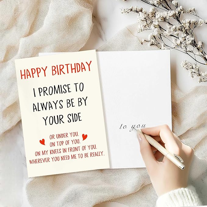 Funny Birthday Card for Him, Romantic Birthday Gift for Husband, Boyfriend, Fiance, Naughty Greeting Card for Men, 5x7 Inch with Envelope