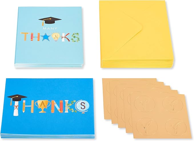 Papyrus Graduation Thank You Cards with Envelopes, Graduation Icons (20-Count)