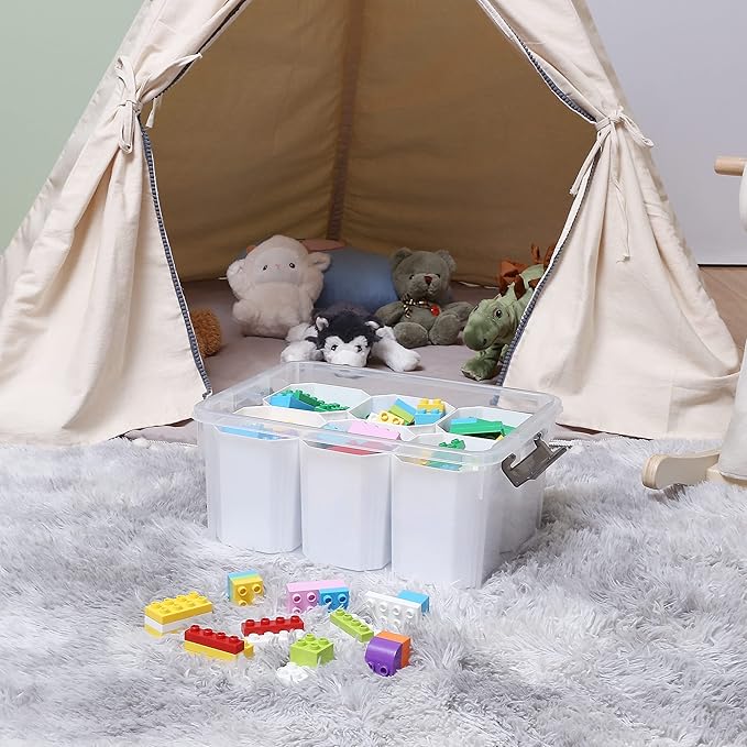 Citylife 17 QT Plastic Storage Bins Clear Storage Box with Lids Multipurpose Stackable Storage Containers for Organizing Tool, Craft, Crayon, 8 Packs