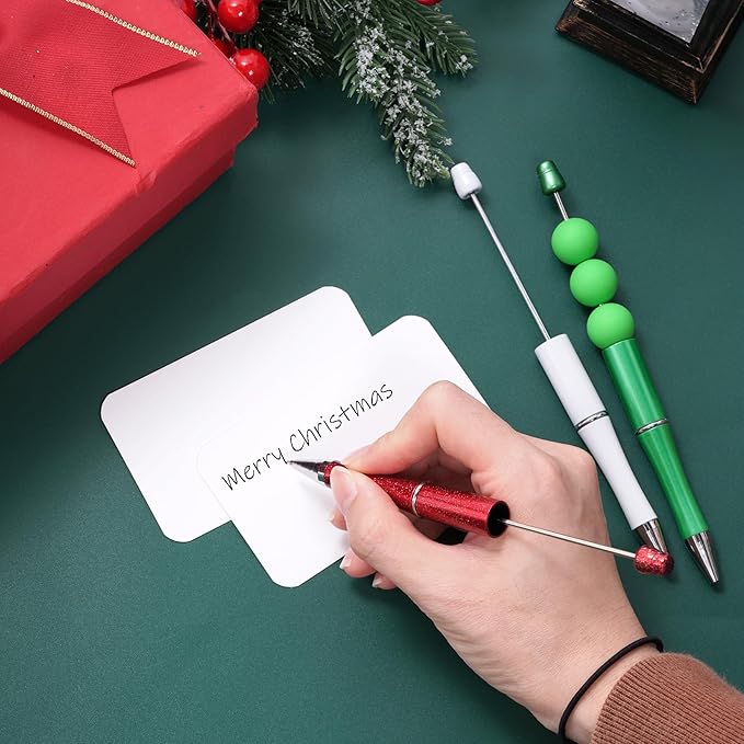 jiebor 30Pcs Christmas Beadable Pens Plastic Bead Pen Black Ink Ballpoint Pens DIY Pens Cute Cool Pens for Christmas Students Teacher Gift Office Supplies