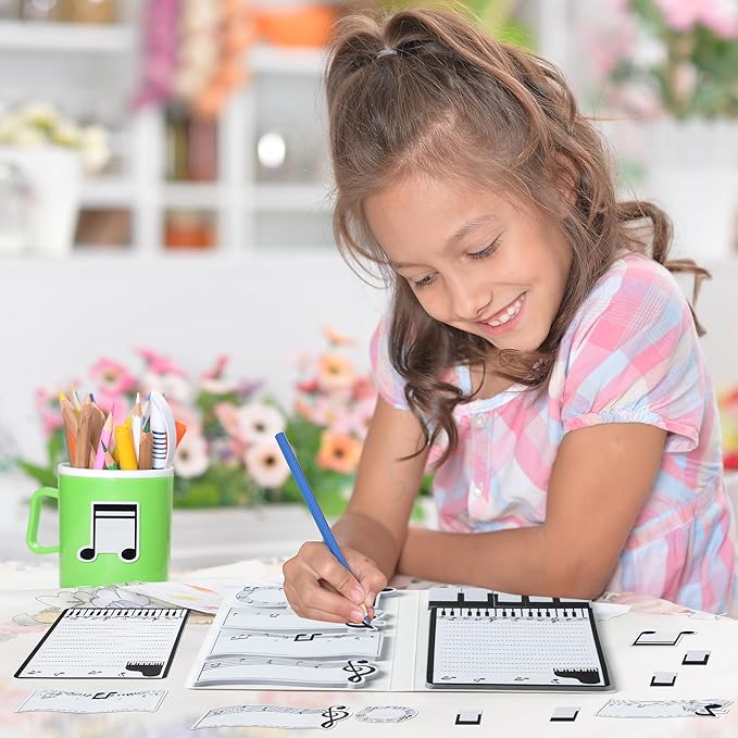 B1ykin Sticky Notes Set - Cartoon Theme Cute Self-Stick Notes Pad Teacher Appreciation Gifts， Self-Adhesive Writing Memo Pages Sticky to Do Notepad for Kids Employee School Office (Music is Life)