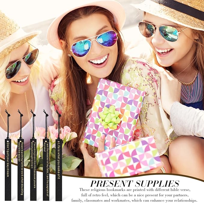 Roowest 20 Pcs Motivational Leather Bookmarks Inspirational Leather Page Markers Book Marks for Book Lovers Black Bookmark for Reading Readers Bookworm Book Lovers Writers Women Men Gift Party Favor