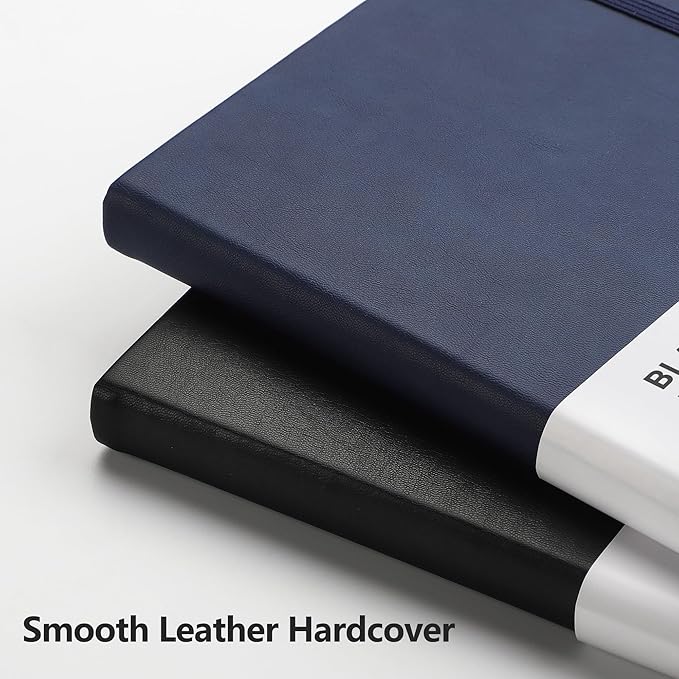 RETTACY Blank Journal Notebook, A5 Blank Journal with 192 Pages, 5.7'' × 8.3'' Medium Size, 68 LB/100 GSM Thick Paper, Leather Hardcover, for Sketching, Drawing, Painting (Navy Blue)