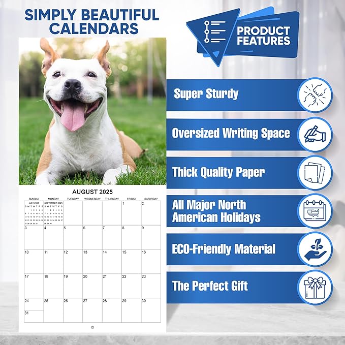 2025 Smiling Dogs Monthly Wall Calendar | 12" x 24" | Thick Sturdy Paper | Dog Calendar 2025