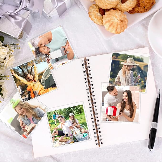 52 Pack Index Card Pockets with Top Open, 4 x 4 Inch Adhesive Label Pockets Clear Plastic Index Card Holder for Organizing, Storage Bins, Library Cards, Notes