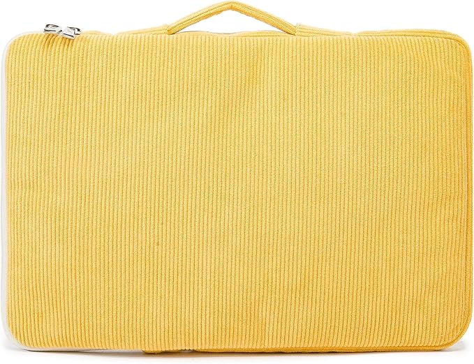 Kinmac Corduroy 360° Protective Water Resistant Laptop Case Bag Sleeve Compatible with LG Gram 16 inch and 15.6 inch-16 inch Laptop (Yellow)