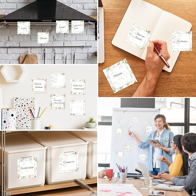 9 Pieces Boho Leaves Sticky Note Pads Adhesive Memo Notes Self-Stick Note Pads for Reminders, Study, Work, Office, School and Home, 9 Styles