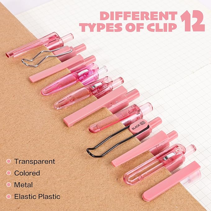 12Pcs Gel Pens Set, 11Pack Gel Pens with 1Pack Highlighter - Fast-Drying Black Ink, Fine Point 0.5mm, Retractable, Cute Pens - Garnet Red Aesthetic Gel Ink Pens for Journaling