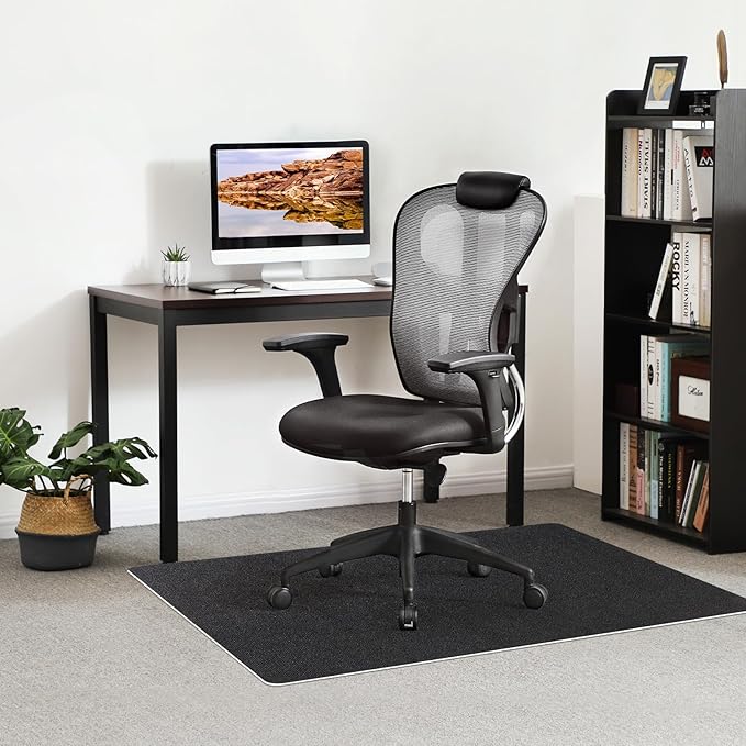 Office Chair Mat - for Hardwood Floors, Large Non-Slip Easy-Clean Floor Protection Blanket (Black, “48 x 36in”).