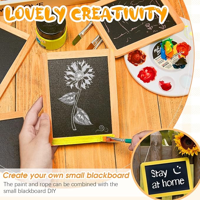 Chinco 6 Pcs Small Slate Chalkboard Mini Chalk Board with Frames Mini Board Signs School Supplies for Classroom Home Office