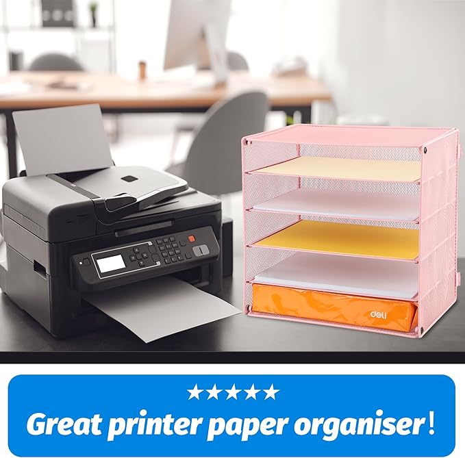 EASEPRES 5 Slot Desk Organizer Tray, Pink