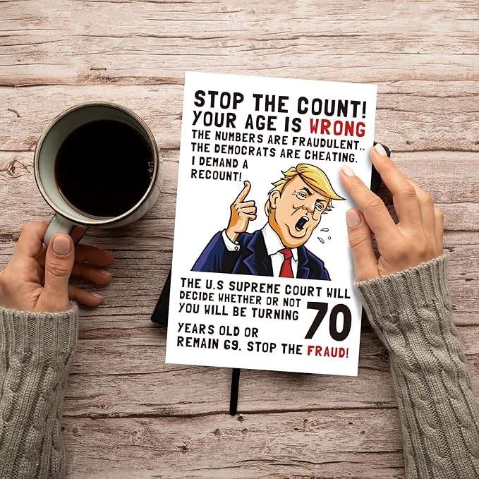 Ogeby Funny 70th Birthday Card, 70th Birthday Cards Gifts for Women Men, Hilarious 70 Year Old Birthday Gifts for Dad Mom Sister Brother, Stop The Count, Demand a Recount
