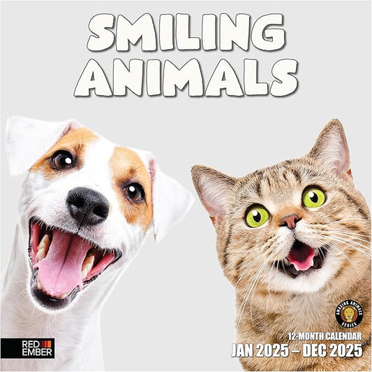 RED EMBER Smiling Animals 2025 Wall Calendar 12 Month | 12" x 24" Open | Thick & Sturdy Paper | Giftable | Calendar 2025