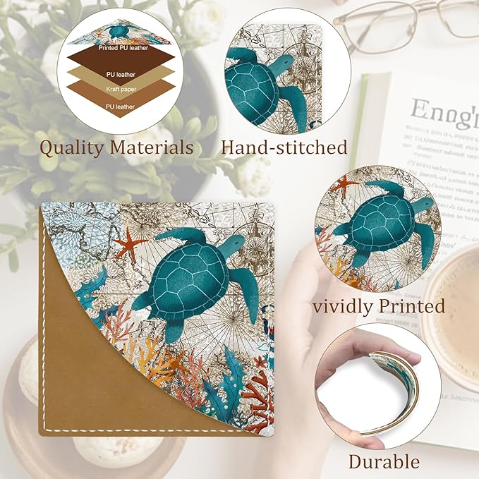 Cute Sea Turtle Corner Bookmarks, Funny Leather Book Accessories for Book Lovers, 3 Pcs Reading Book Page Markers for Women Men Student Teacher Girls Boys Kids Retirement Birthday Gifts