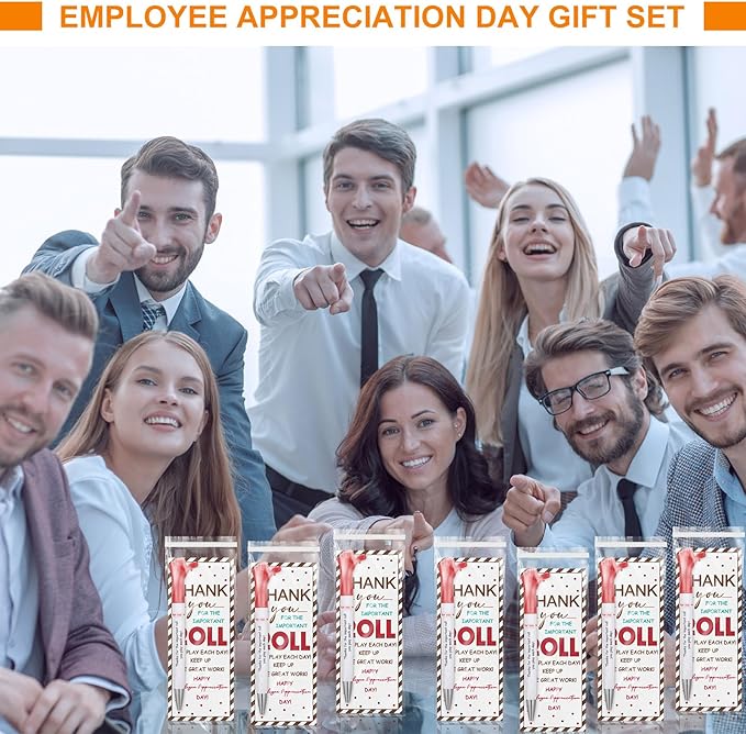 24 Sets Employee Appreciation Gifts Bulk Include Thumbs up Ballpoint Pens Thank You Card with Tie Thank You Gifts for Staff Coworkers Teachers Teem Volunteers Nurse