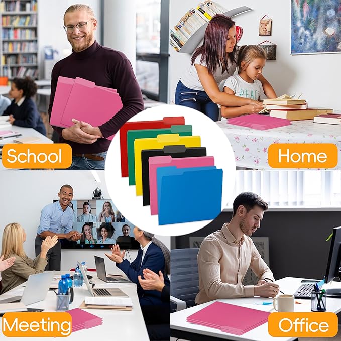 15 Packs Pink File Folder,1/3-Cut Tabs,File Folders Letter Size,8.5x11 Inch File Folders for Office,School and Home,Organizer Folder