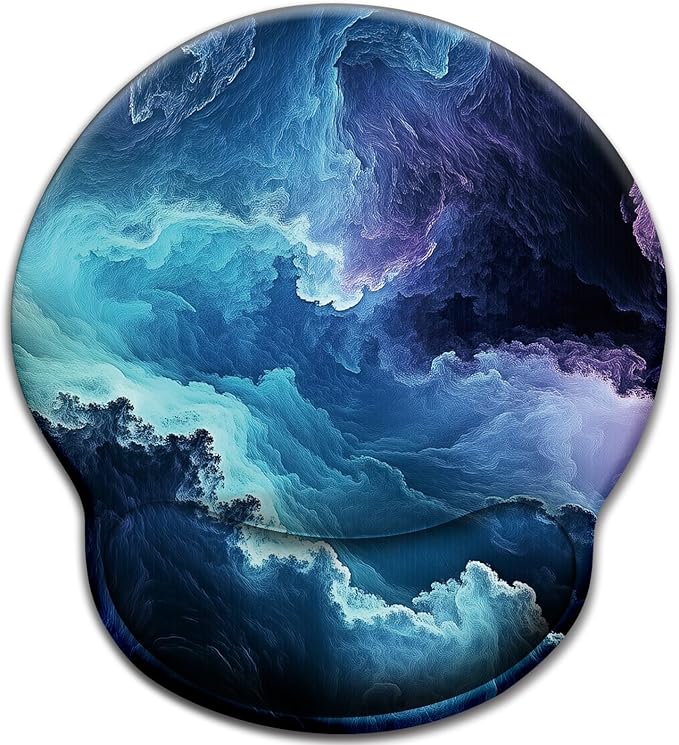 Galaxy Mouse Pad with Wrist Rest, Ergonomic Mouse Pad Wrist Support with Non-Slip Pain Relief PU Base, Funny Gaming Computer Mousepad, Cute Office Supplies Home Desk Accessories Decor