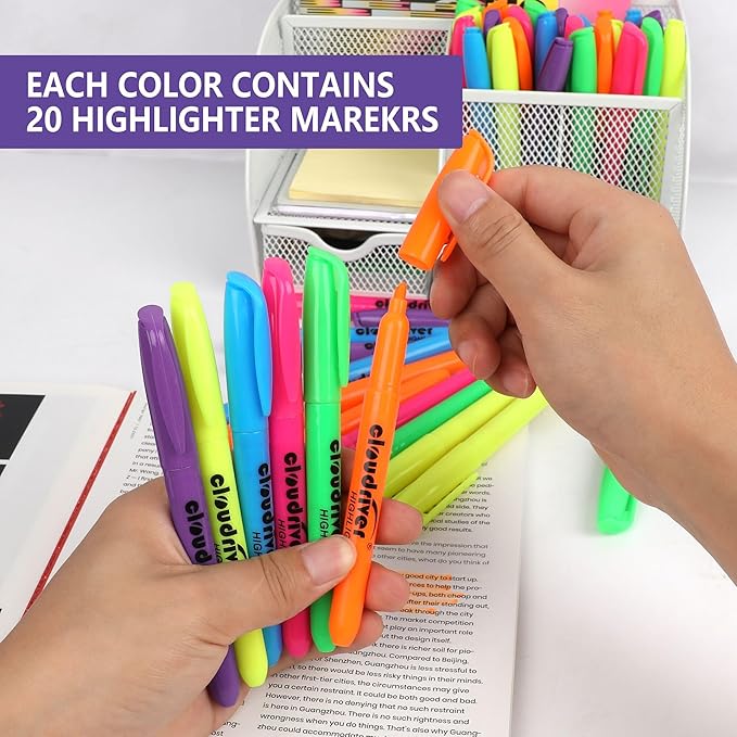 cloudriver Highlighters Bulk Pack Of 120, Assorted Color Highlighter, Chisel Tip, Quick Drying Ink, Highlighters Suitable For Home, School, Office And Shop
