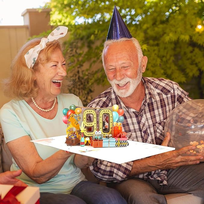 90th Birthday Card for Men Women, Funny 3D Pop Up 90th Birthday Gifts for Grandma Mom Dad, Back In 1935 Happy 90 Year Old Birthday Decorations Cards for Her Him, Classy Vintage