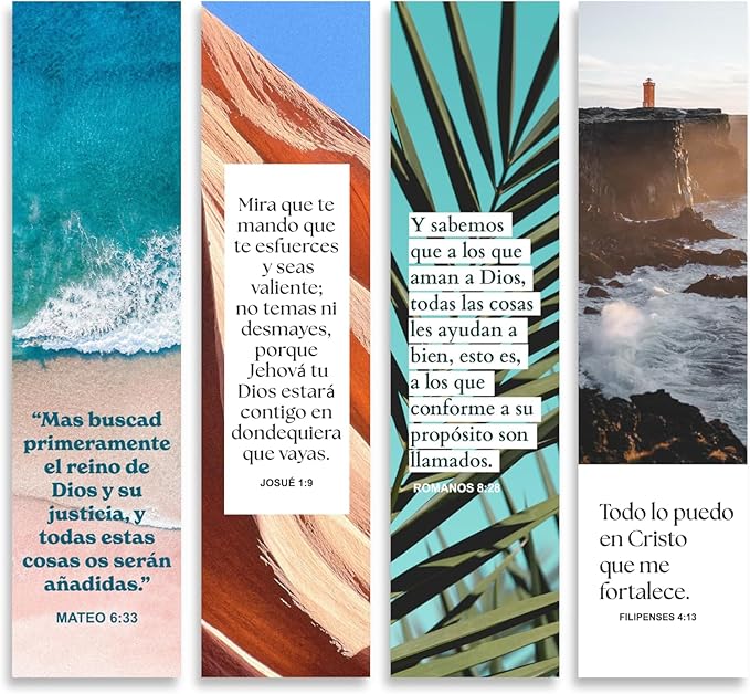 Spanish Christian Verses Bookmarks, Variety Pack Bookmarks, Christian Bookmark, Page Marker Divider, Christian Gifts for All Occasions Divisor de lectura (Pack of 24)