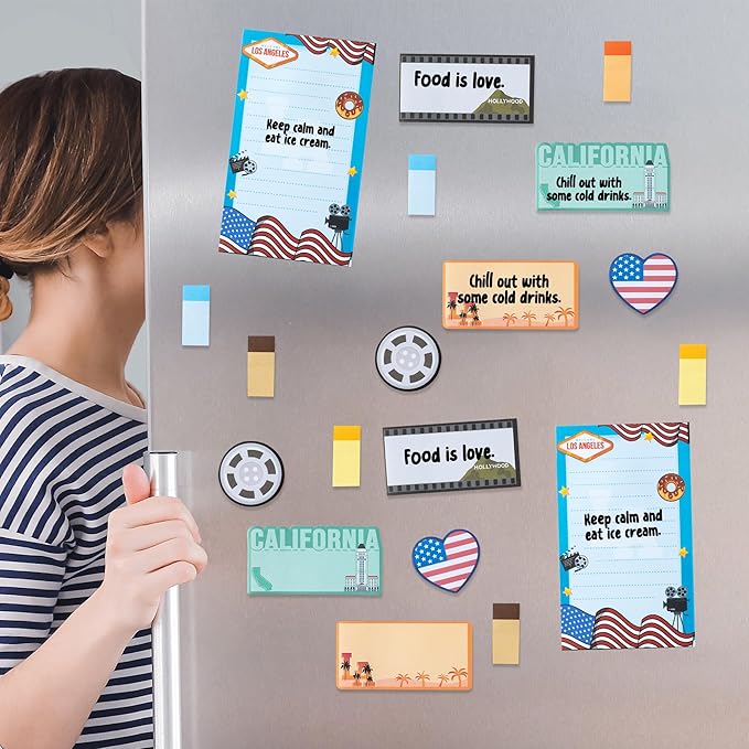 B1ykin Sticky Notes Set - Cartoon Theme Cute Self-Stick Notes Pad Teacher Appreciation Gifts， Self-Adhesive Writing Memo Pages Sticky to Do Notepad for Kids Employee School Office (Los Angeles City)