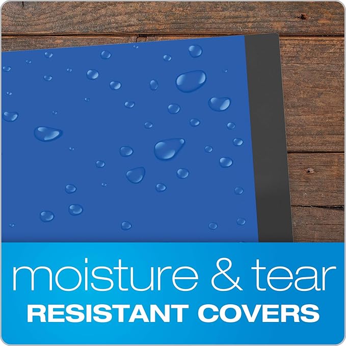 Oxford 10 Pocket Folder, Plastic Spiral Portfolio, Folder for School and Office, Multi-Pocket Paper Organizer, Anti-Tear Edges, 8 Clear Pockets, 2 Diagonal Interior Pockets, Letter Size, Blue (89331)