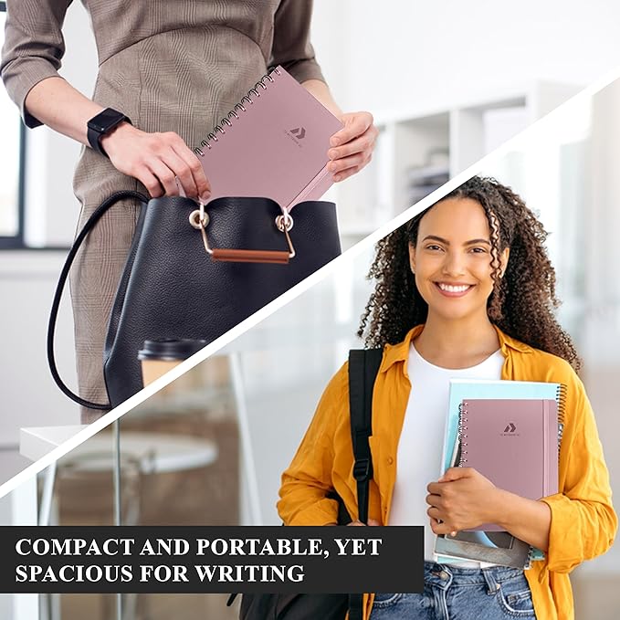 Lined Spiral Journal Notebook For Men & Women - A5(5.8" x 8.3") 170 Pages, Hardcover Notebooks for Work & Note Taking, College Ruled Journals for Writing - Pink