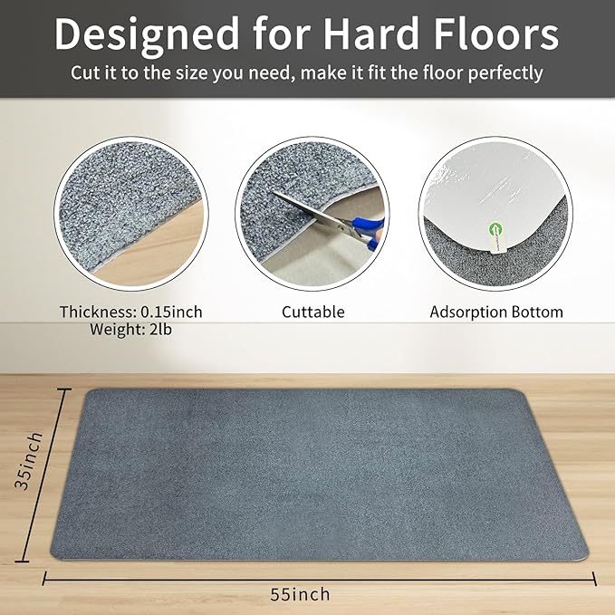 SHAREWIN Office Chair Mat for Hardwood/Tile Floor, 55"x35" Computer Gaming Chair Mat, Under Desk Low Pile Office Rug, Easy-Clean Floor Protector Mat, Dark Grey