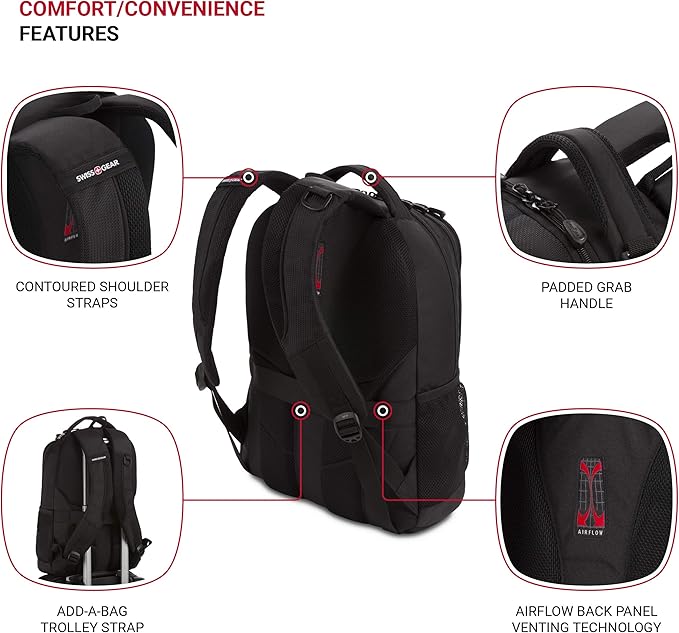 SwissGear Cecil 5505 Laptop Backpack, Black, 18-Inch