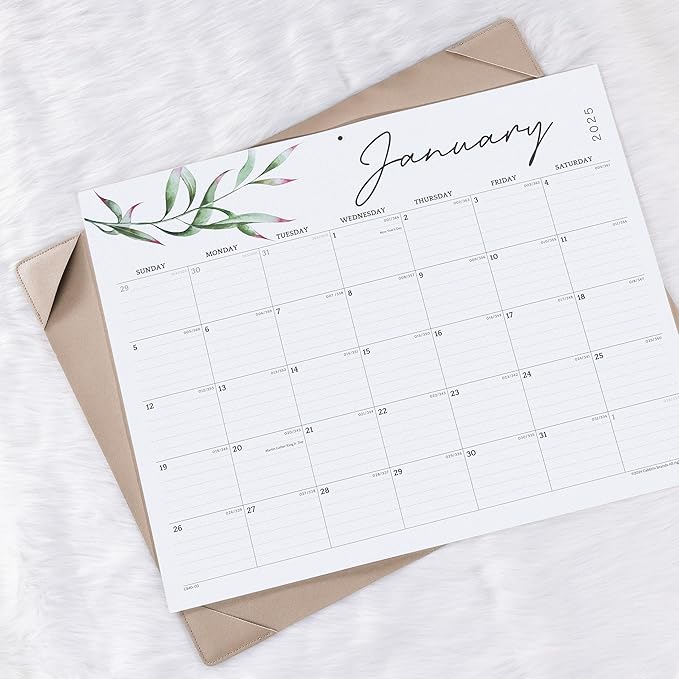 Cabbrix Desk Calendar 2025 with Desktop Mat, Large Desk Pad Calendar 21" x 16-1/2" Runs From Now to December 2025, Desk Blotter Calendar for Home School and Office, Apricot